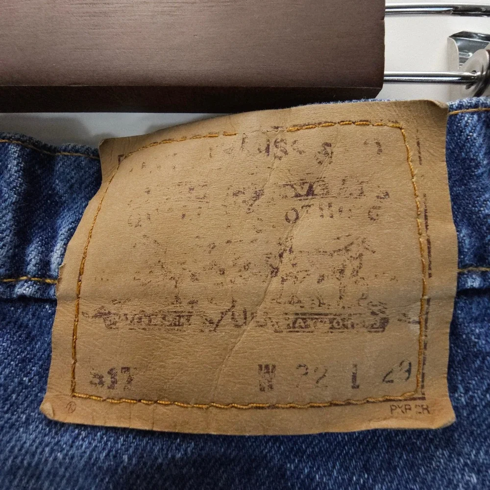 VTG Y2K Levi 517 Mens 32x24 Blue Orange Tab Straight Leg Jeans USA Made Fade